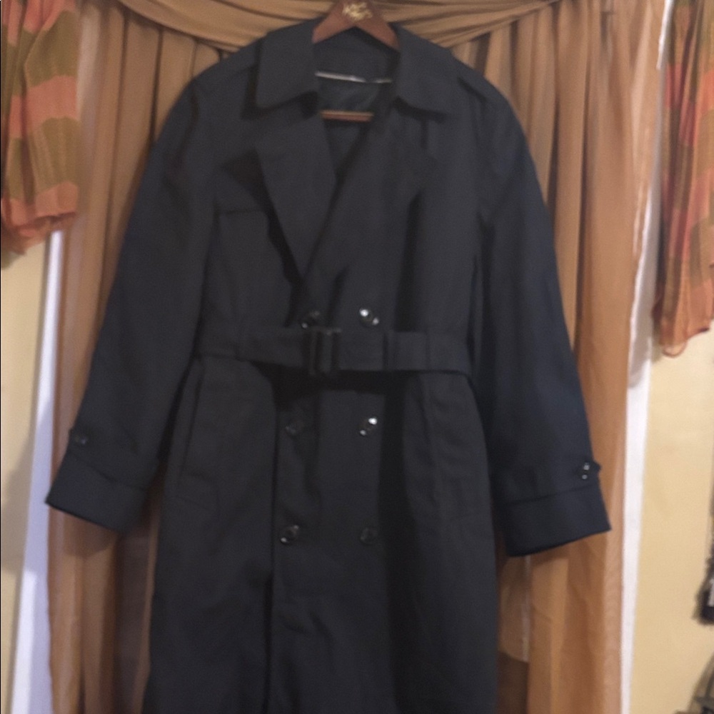 AMERICAN APPAREL Double-Breasted Belted Trench Coat-Medium
